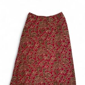 Burgundy and brown floral vintage maxi skirt
